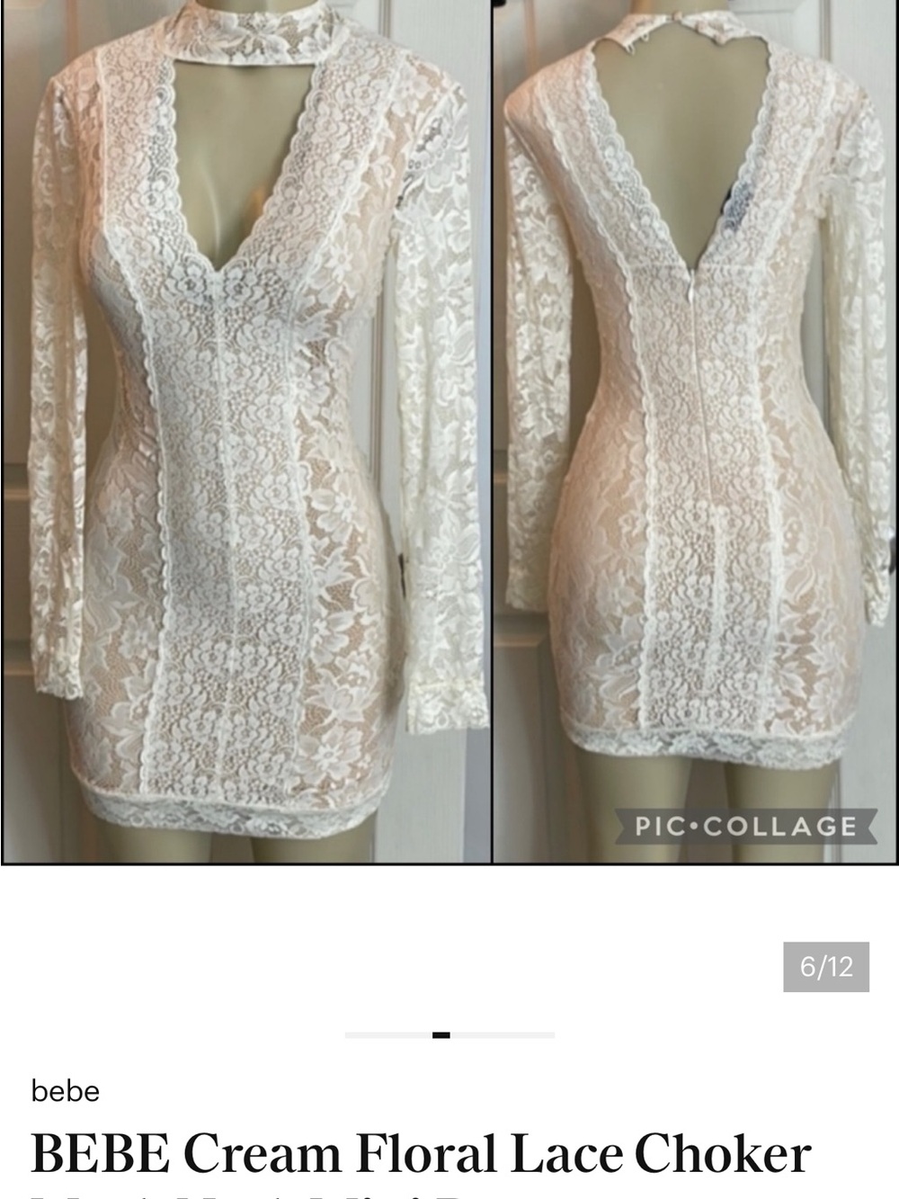 bebe Cream Lace Dress with Nude Lining - Picture 8 of 13